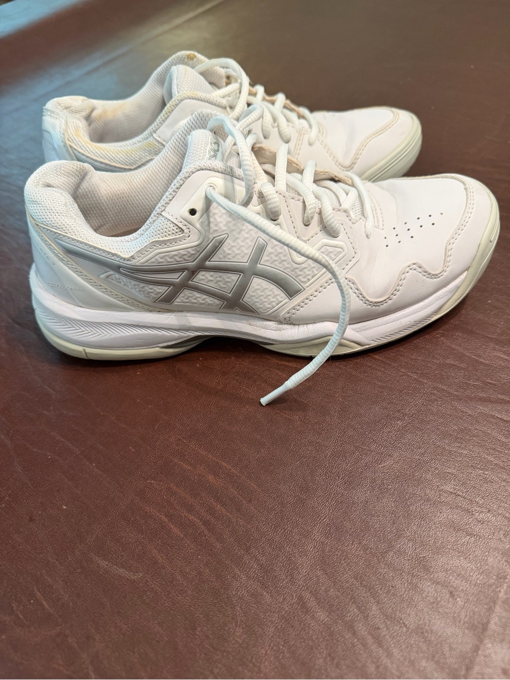 Asics White Sneakers with Silver Logo Accents
